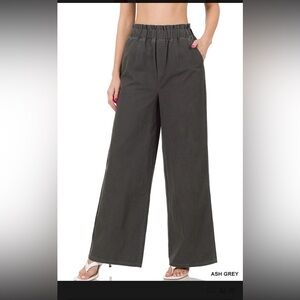 Wide leg gray paper bag style pants, size 3X